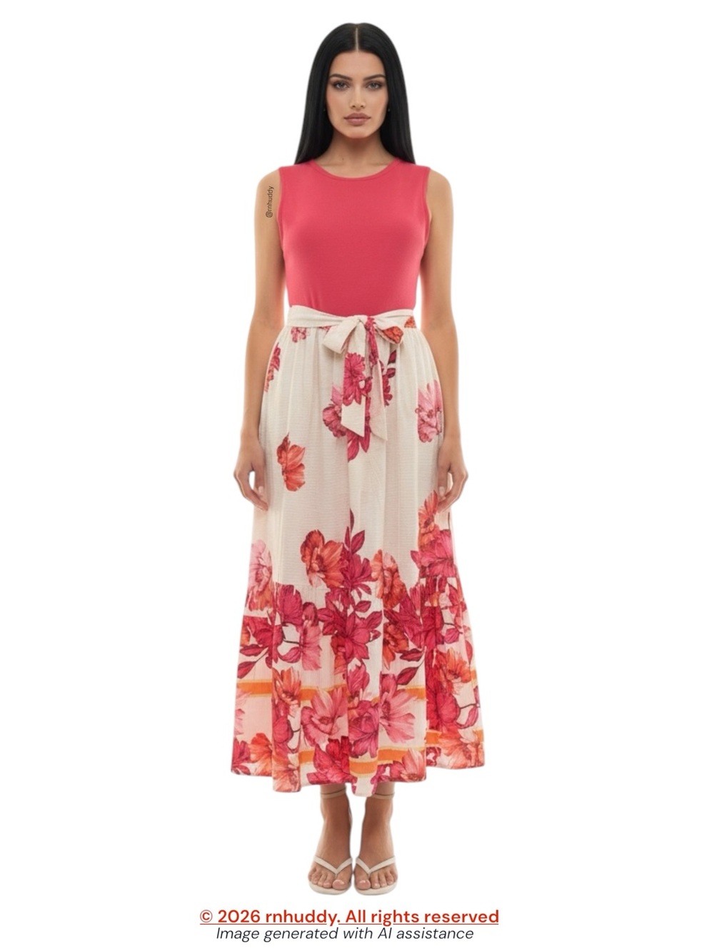 Figueroa & Flower L pink floral maxi dress